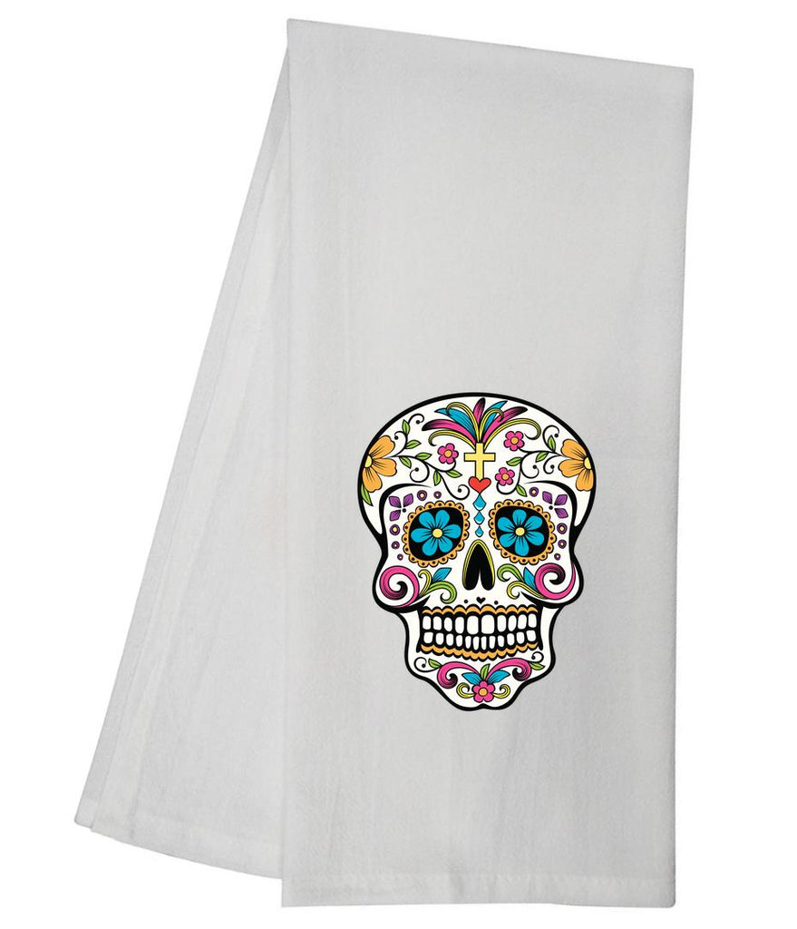 Sugar Skull Cross Feathers Tea Towel GGTT1233