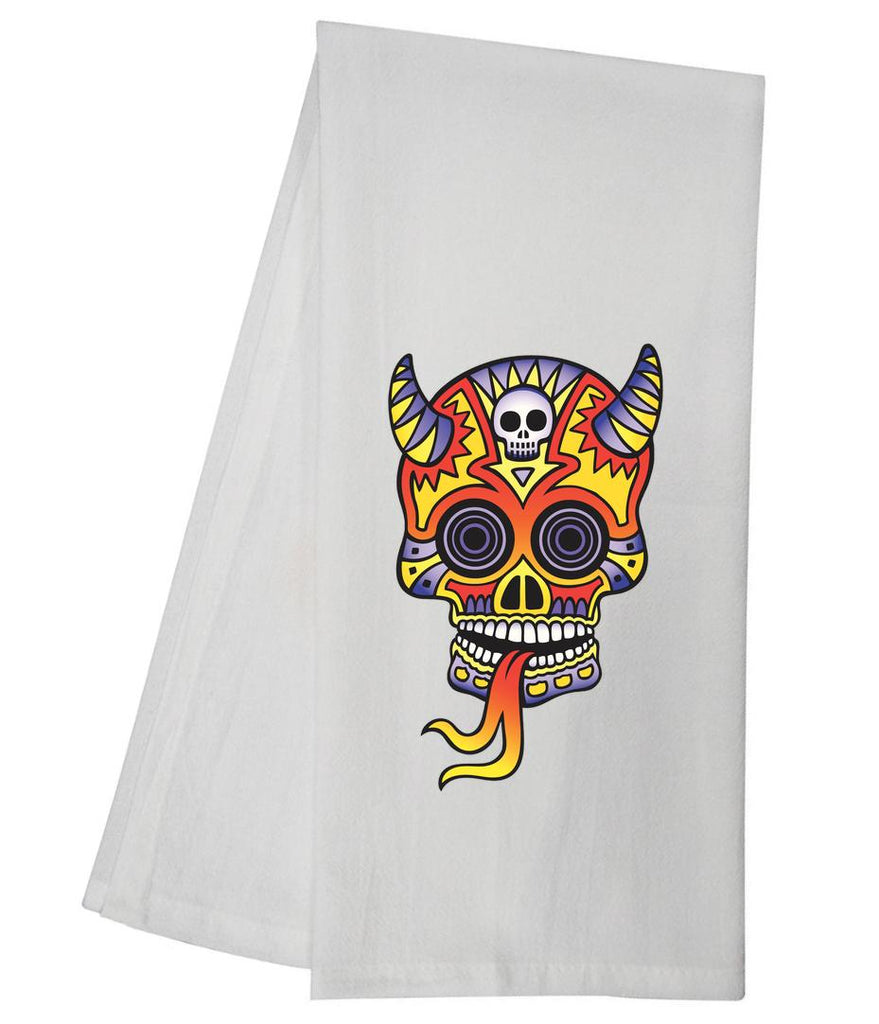 Crazy Sugar Skull Horns Tea Towel GGTT1235