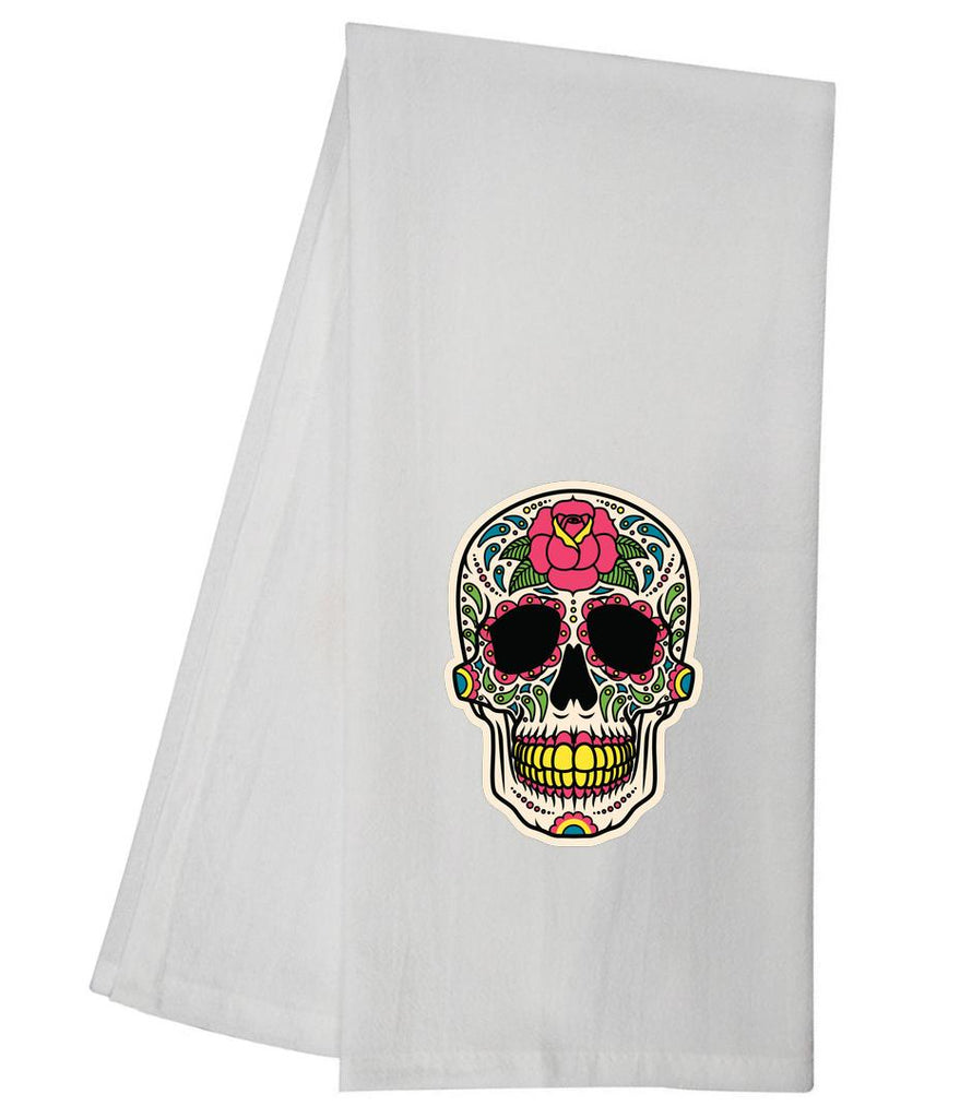 Sugar Skull Pink Rose Tea Towel GGTT1238