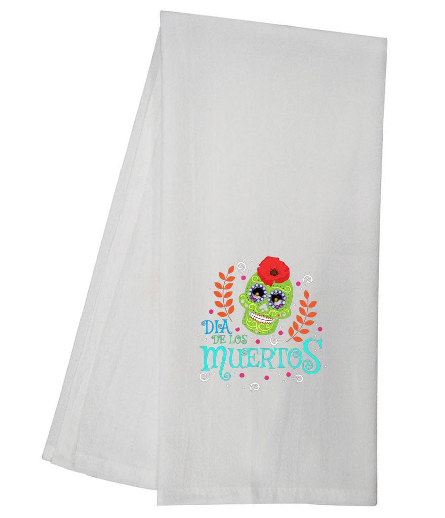 Dia Del Los Muertos Green Skull Tea Towel GGTT1246