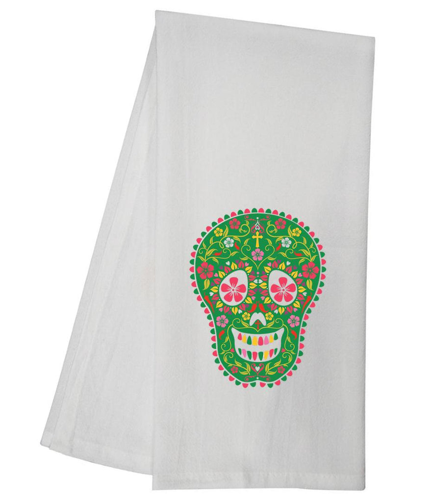 Sugar Skull Green Fuchsia Tea Towel GGTT1249