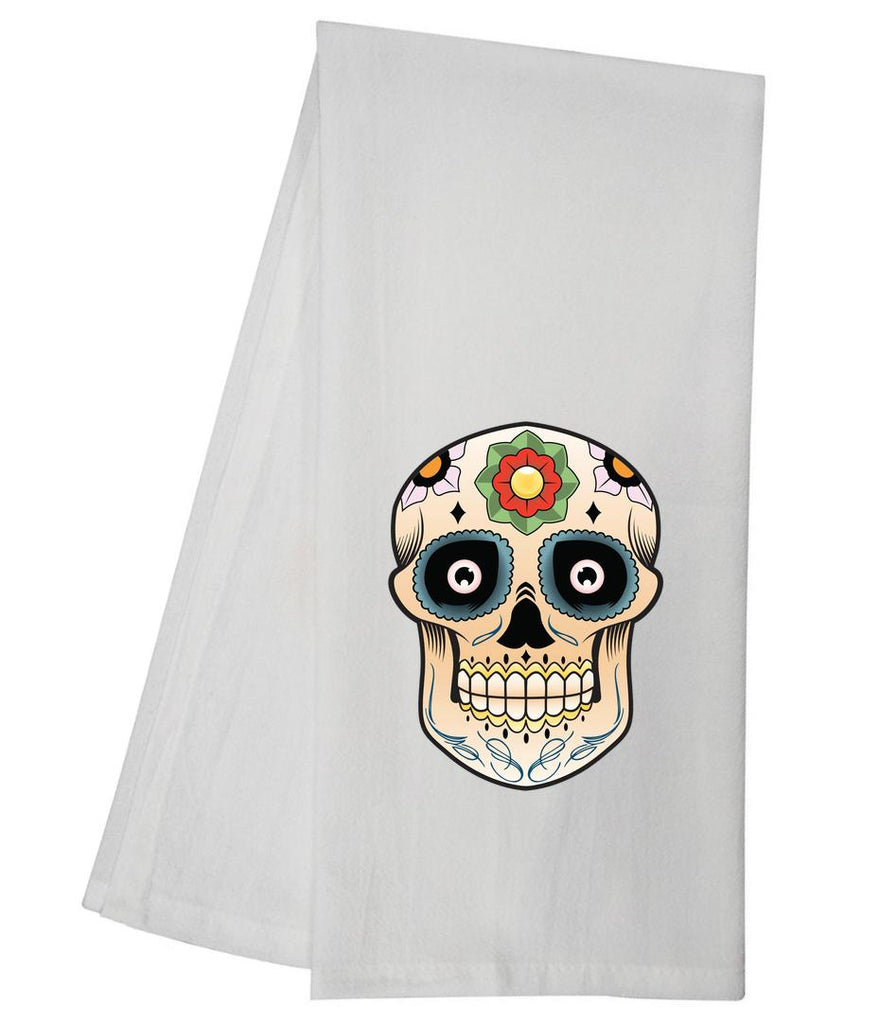 Sugar Skull Floral And Pinstripes Tea Towel GGTT1253