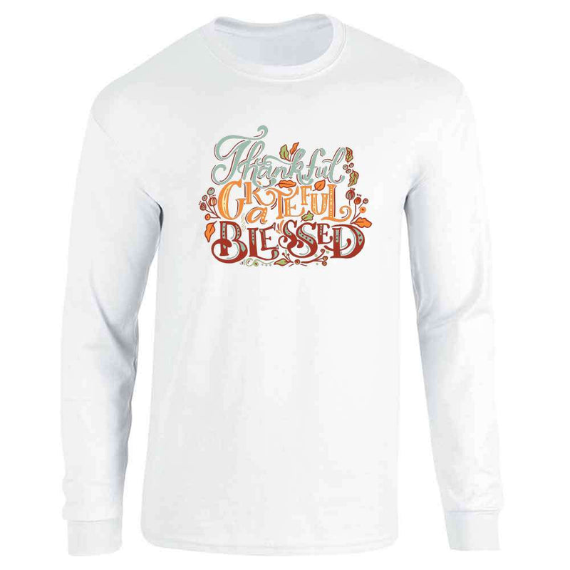Thankful Grateful And Blessed BOHO Fall  Long Sleeve