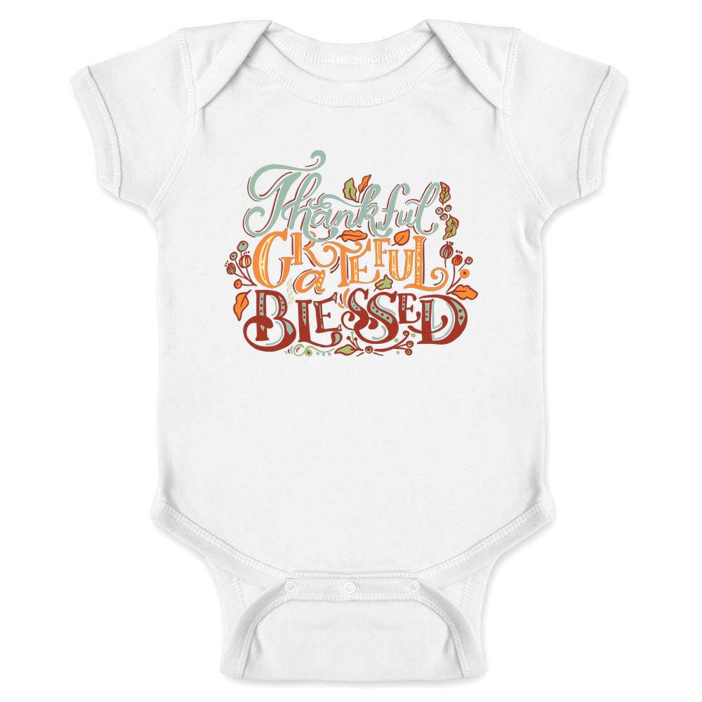 Thankful Grateful And Blessed BOHO Fall  Baby Bodysuit