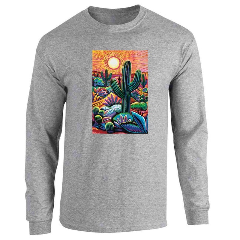 Fantasy Desert Garden Vibrant Color Southwest Folk Long Sleeve