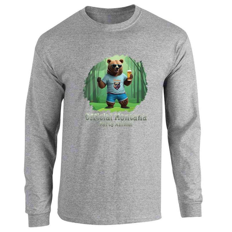 Official Montana Party Animal Grizzly Bear Long Sleeve