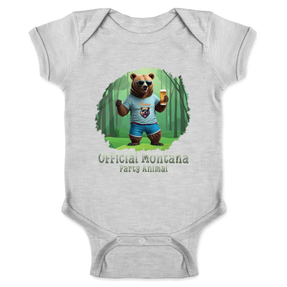 Official Montana Party Animal Grizzly Bear Baby Bodysuit