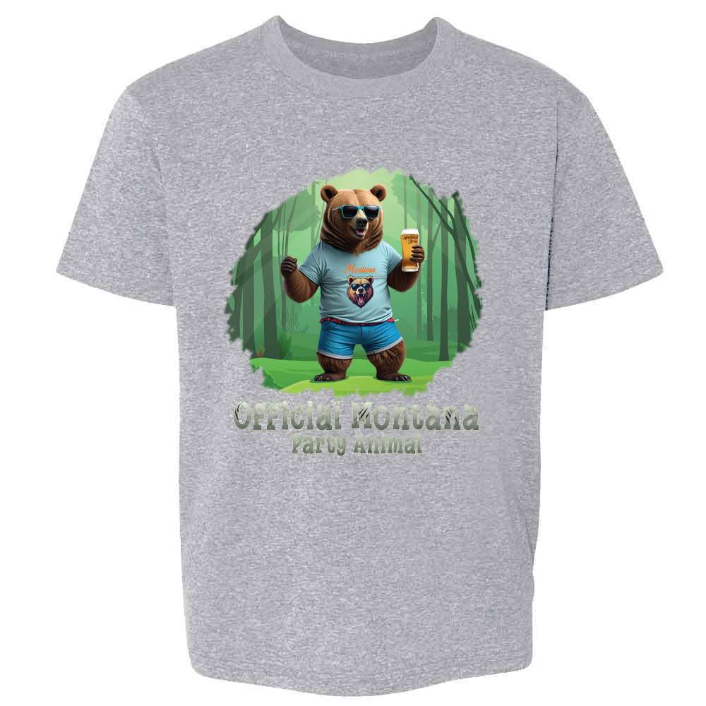 Official Montana Party Animal Grizzly Bear Kids & Youth Tee