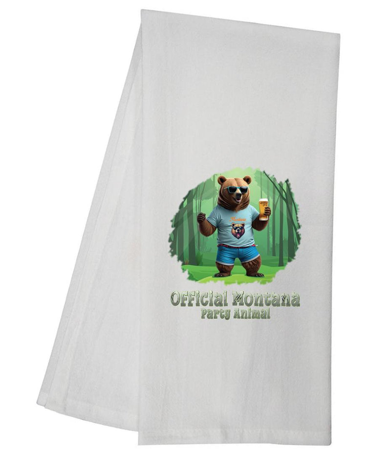 Official Montana Party Animal Grizzly Bear TT Tea Towel LINCOLN-TT-001-GRIZPARTY4