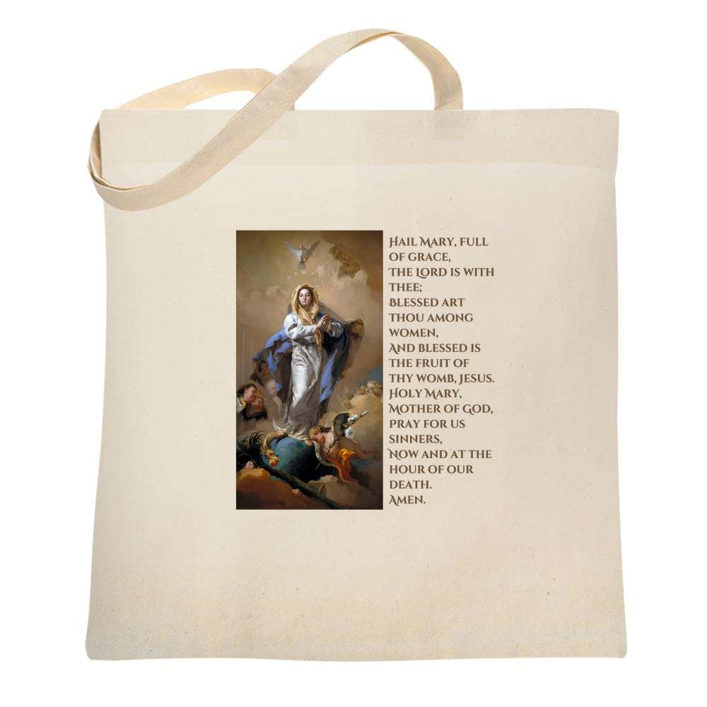 Immaculate Conception Hail Mary Prayer Tote Bag