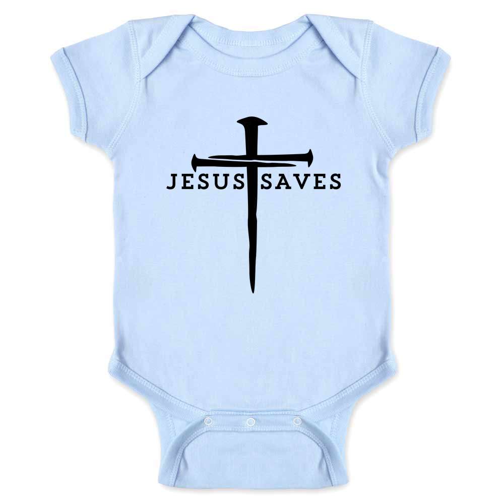 Jesus Saves Cross Nails Christian Baby Bodysuit