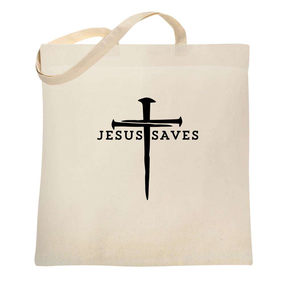 Jesus Saves Cross Nails Christian Tote Bag