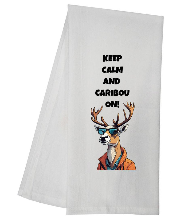 Keep Calm Caribou On Tea Towel GGTT1405