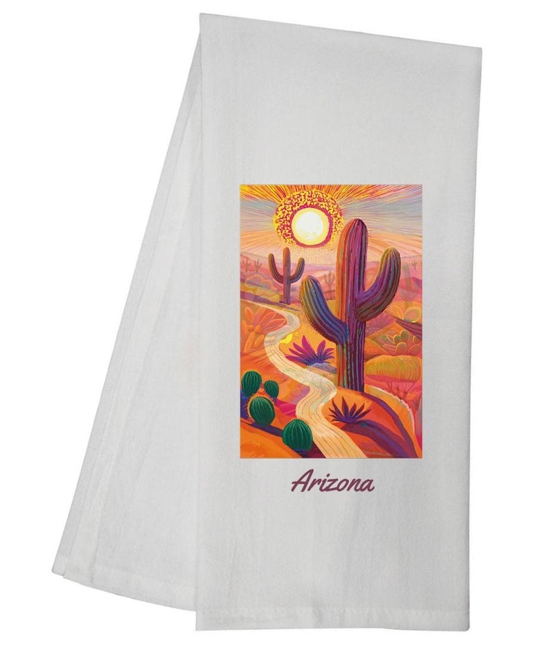 Saguaro and Flowering Cactus ARIZONA NAMEDROP Tea Towel GGTT1207_ARIZONA