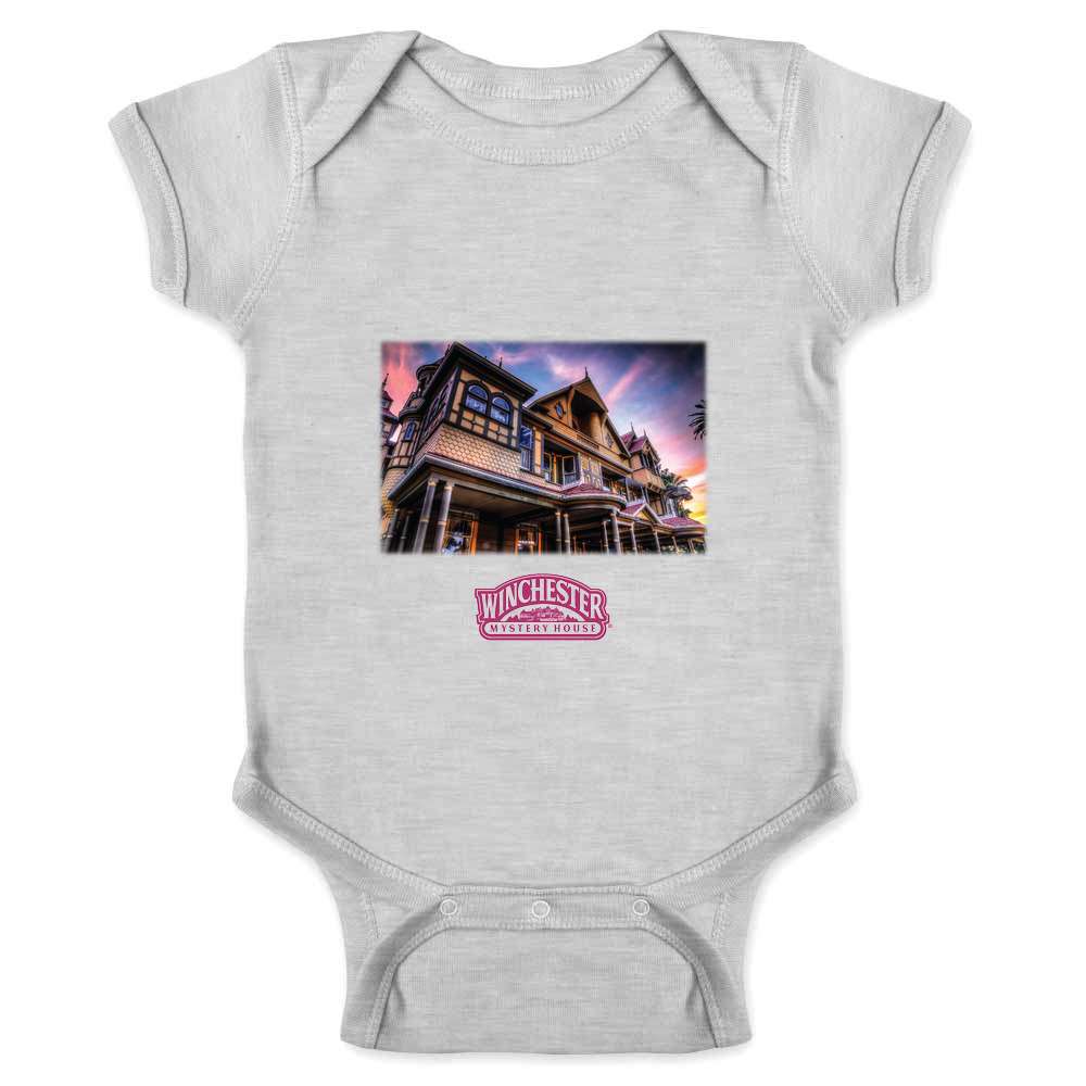 Winchester Mystery House Low Angle Shot Logo Baby Bodysuit