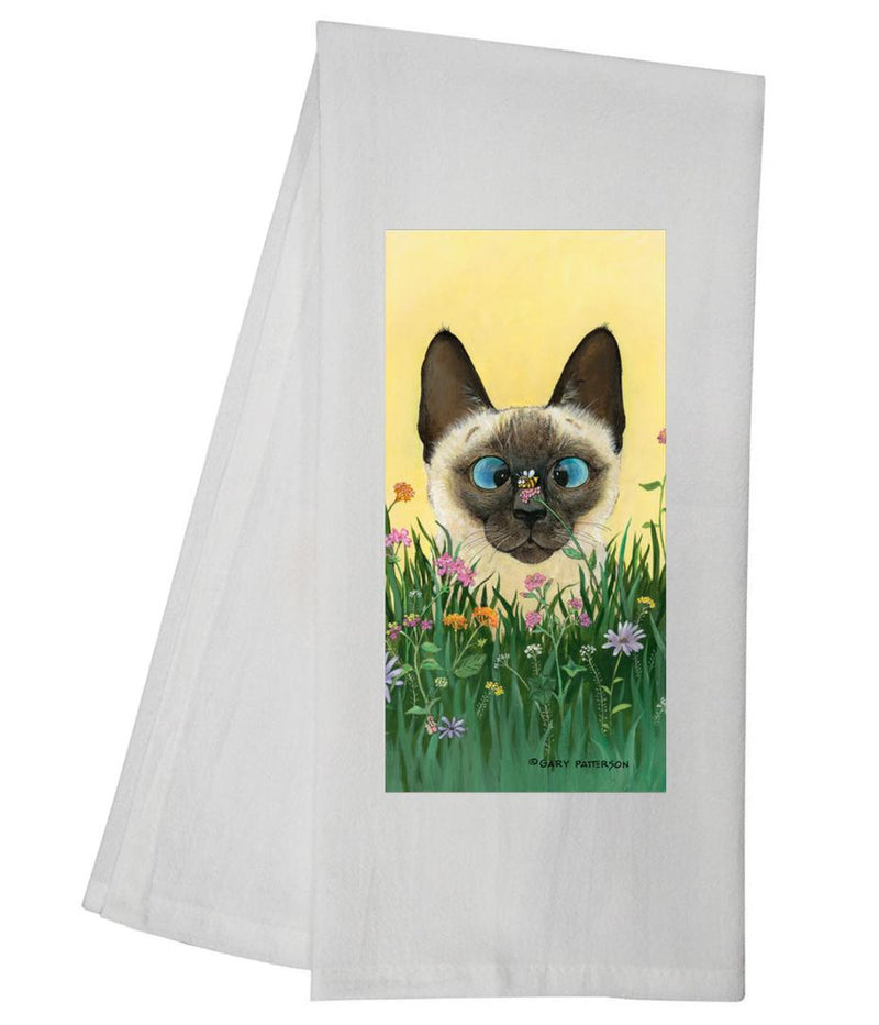 Gary Patterson Bee Wildered Bee Siamese Cat Funny  Tea Towel GGTT1411