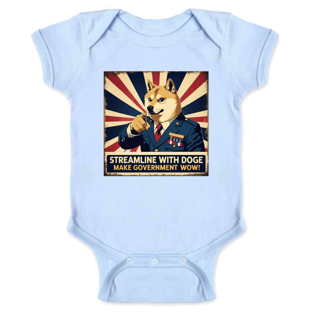 Donald Trump DOGE Streamline Make Government WOW Baby Bodysuit