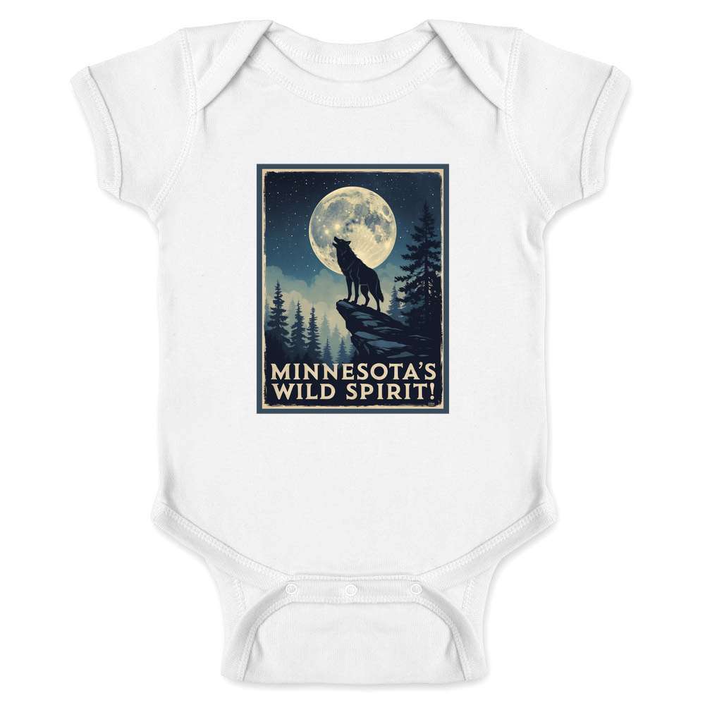 Minnesota Wolf Howling At Moon Wild Spirit Baby Bodysuit