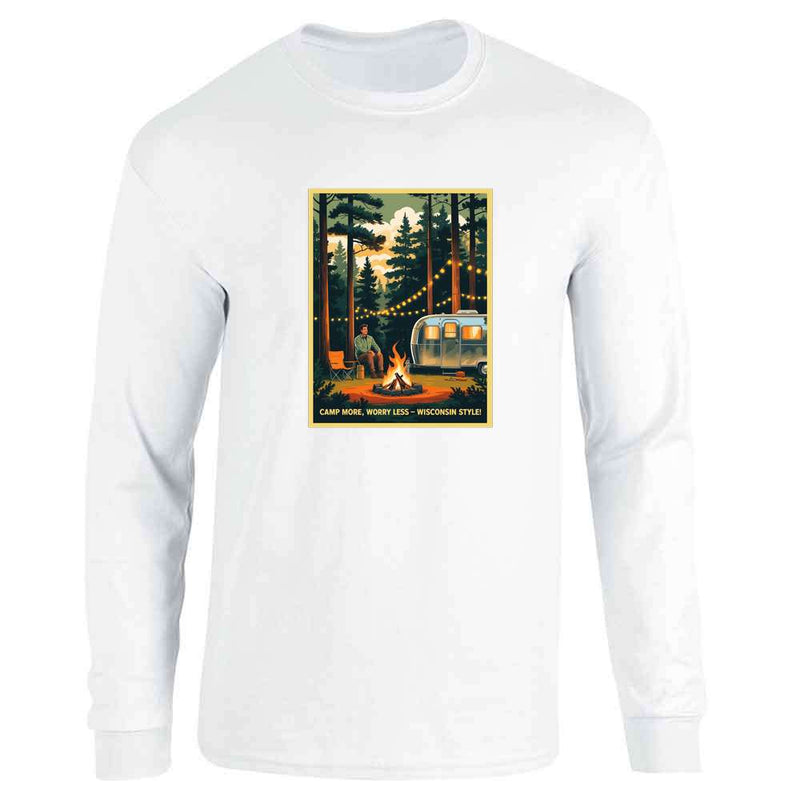 Wisconsin Camp More Worry Less Camping Retro  Long Sleeve