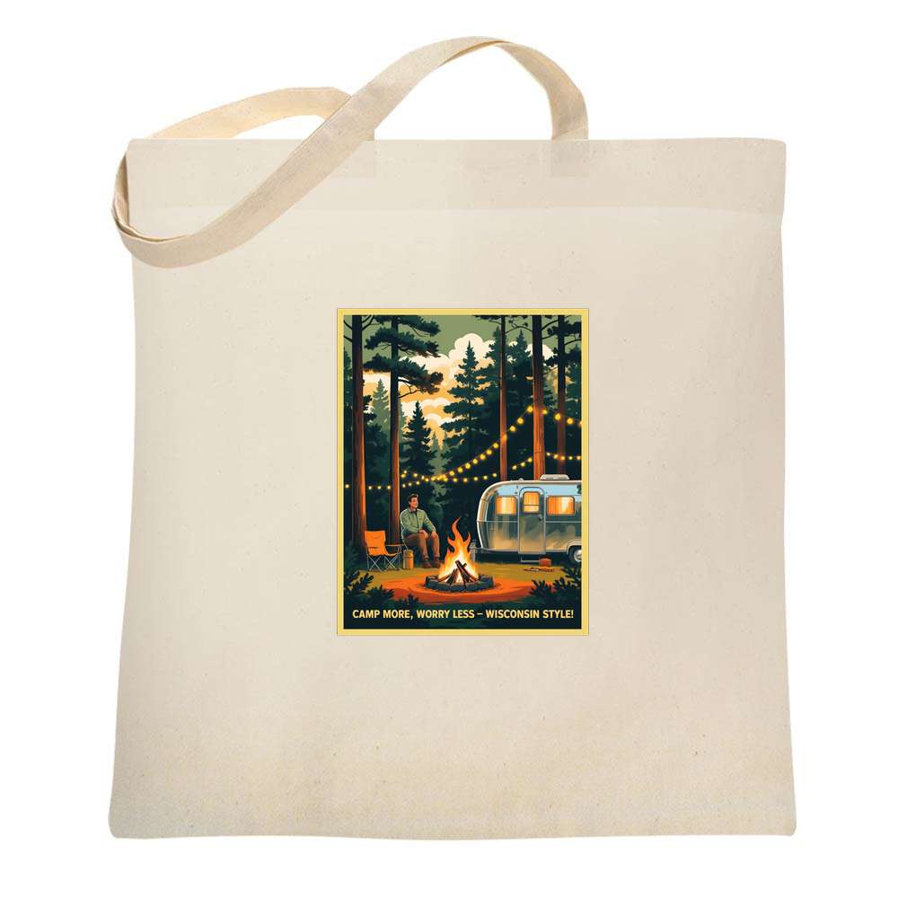Wisconsin Camp More Worry Less Camping Retro  Tote Bag