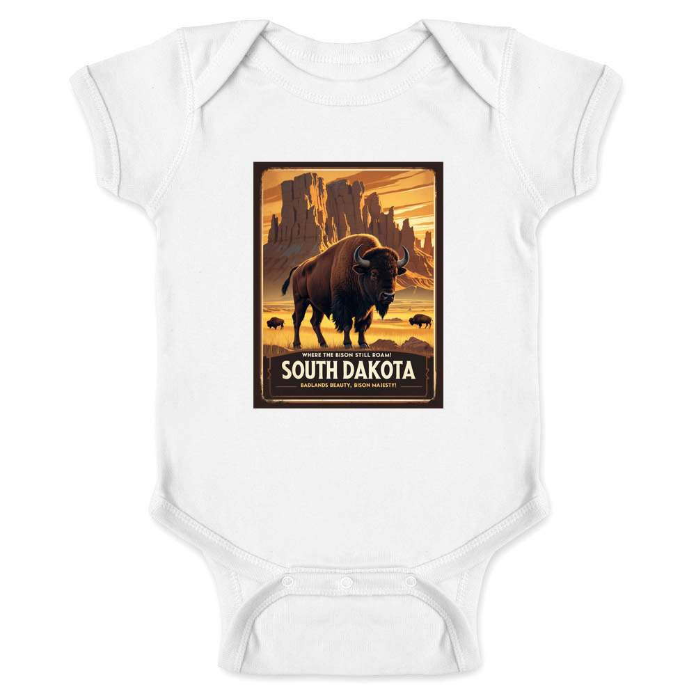 South Dakota Where Bison Still Roam Badlands  Baby Bodysuit