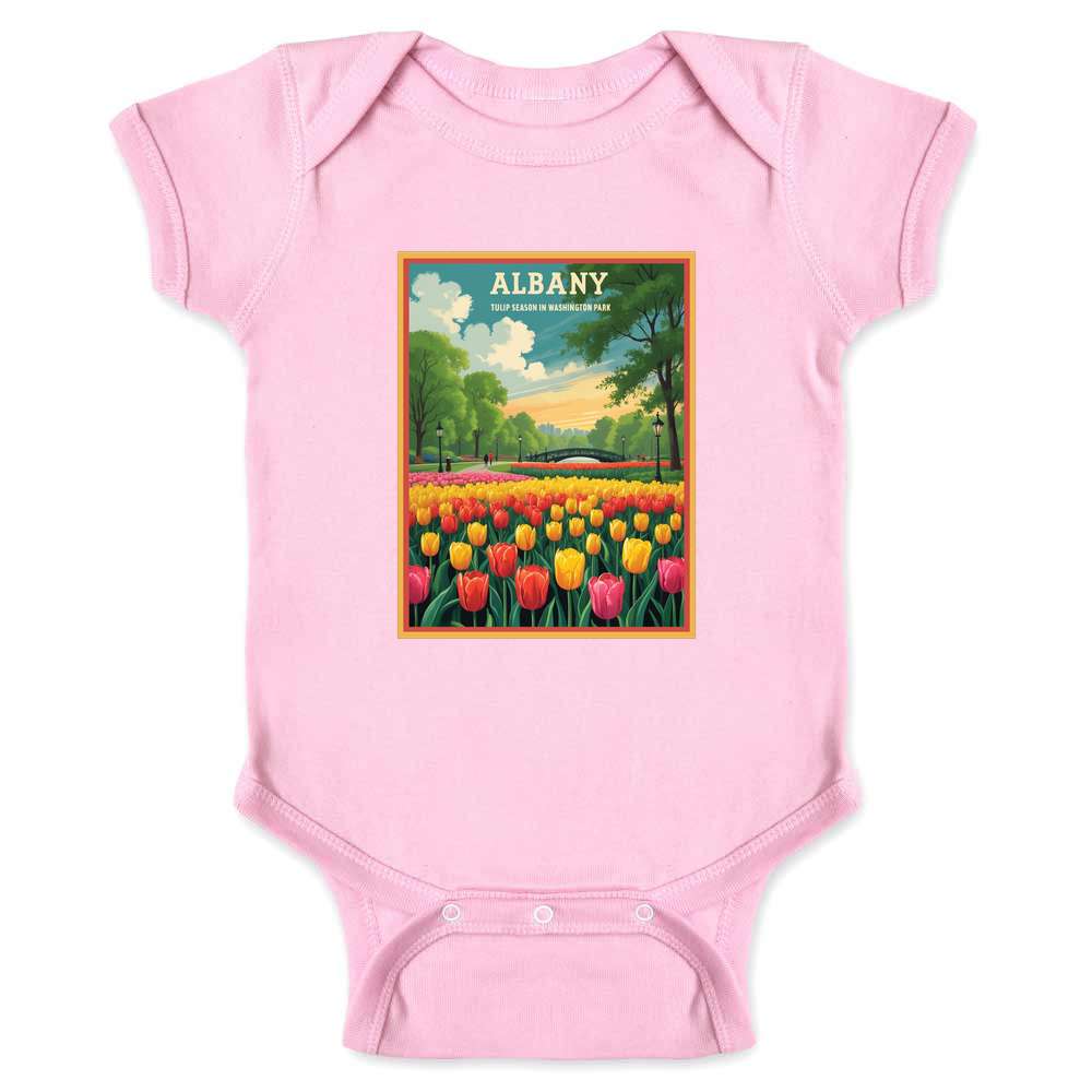 New York Albany Washington Park Tulip Season Baby Bodysuit