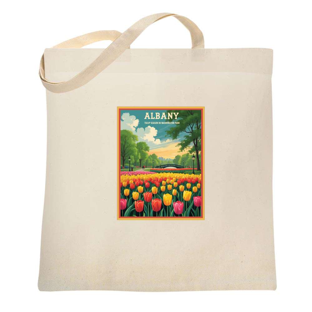 New York Albany Washington Park Tulip Season Tote Bag