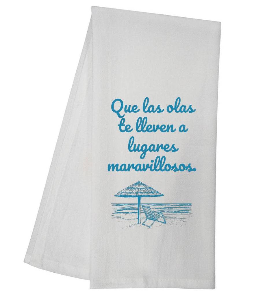 Waves Take You Wonderful Places SPANISH Tea Towel GGTT1508