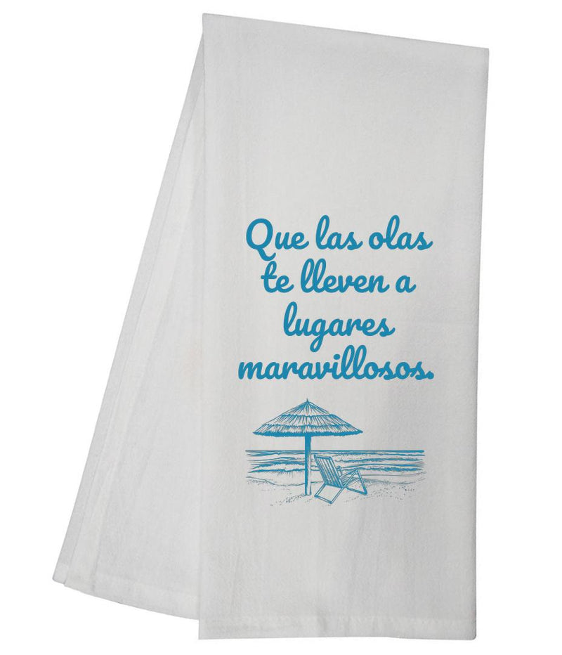 Waves Take You Wonderful Places SPANISH Tea Towel GGTT1508