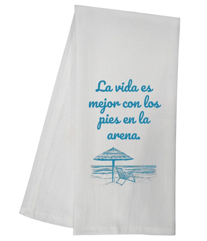 Life Is Better Feet In Sand SPANISH Tea Towel GGTT1509