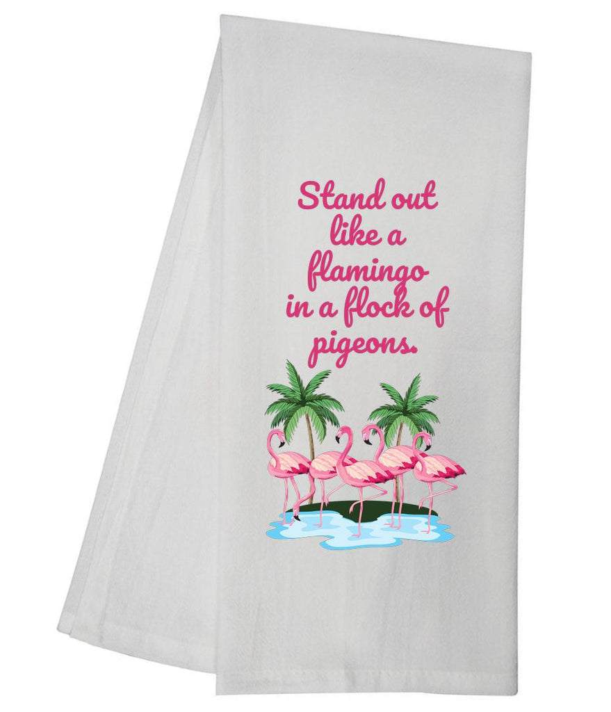 Flamingo In Flock Of Pigeons Tea Towel GGTT1514