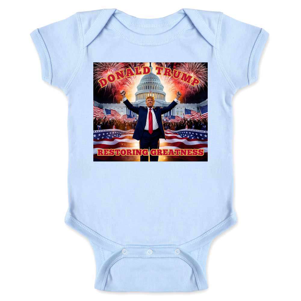 Donald Trump Restoring Greatness MAGA Fireworks Baby Bodysuit
