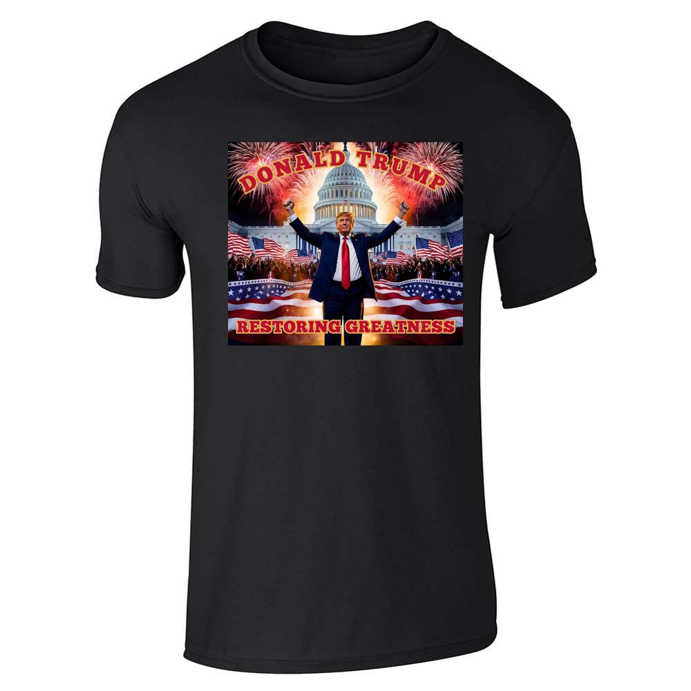 Donald Trump Restoring Greatness MAGA Fireworks Unisex Tee