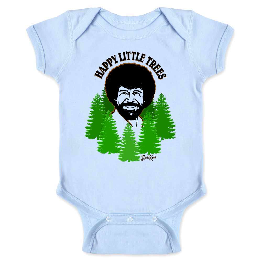 Bob Ross Happy Little Trees Retro Funny Baby Bodysuit