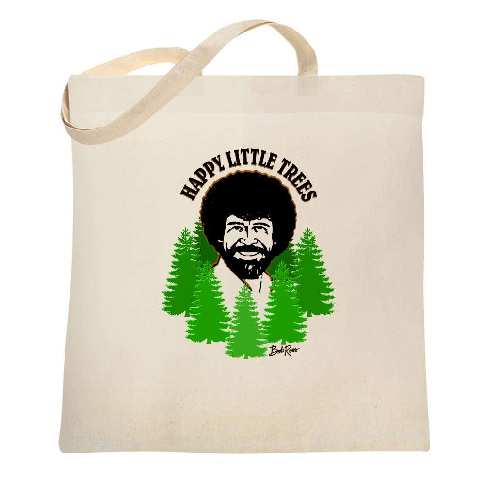 Bob Ross Happy Little Trees Retro Funny Tote Bag