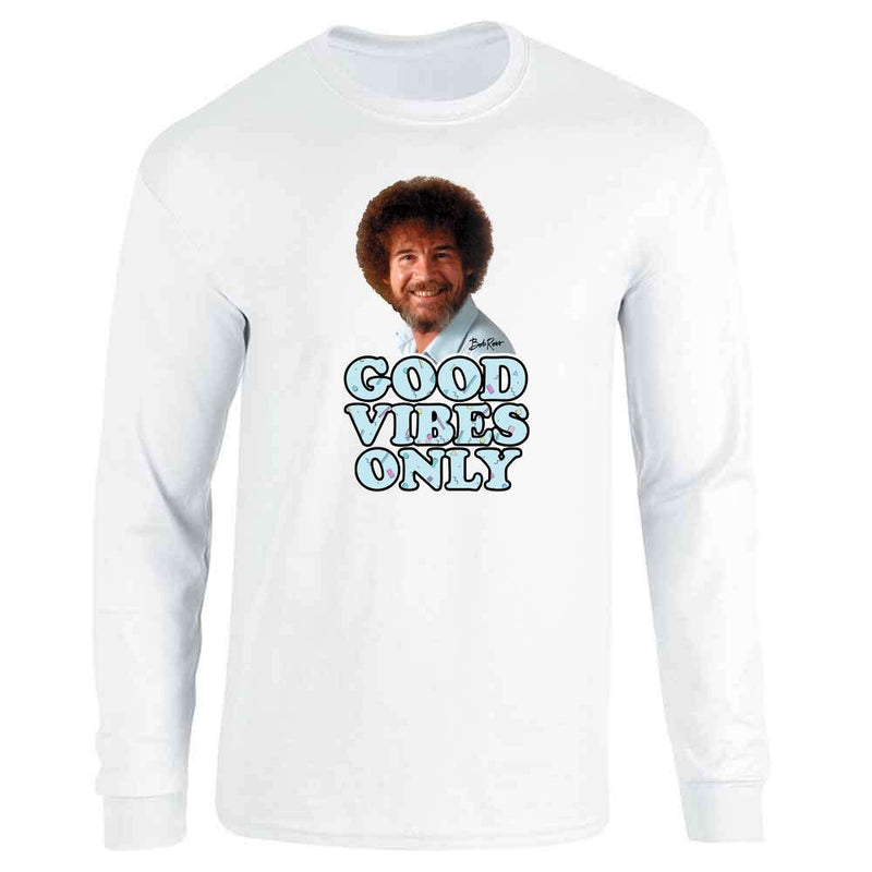 Bob Ross Good Vibes Retro Funny Art Long Sleeve