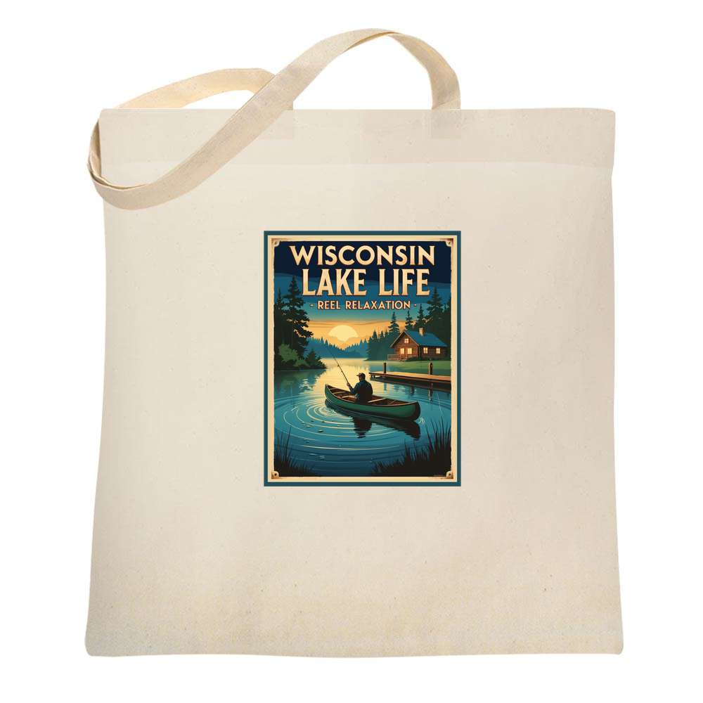 Wisconsin Lake Life Reel Relaxation Fishing Lake Tote Bag