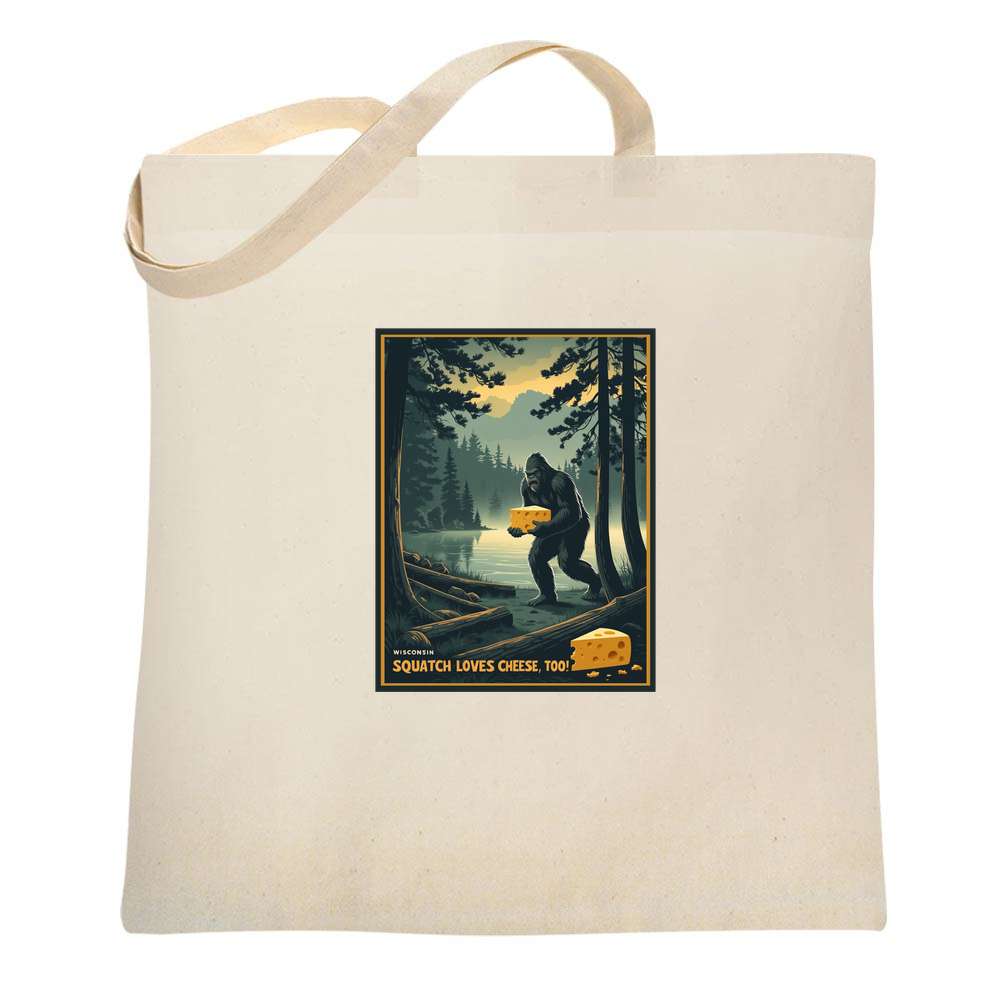 Wisconsin Squatch Loves Cheese Too Sasquatch Tote Bag