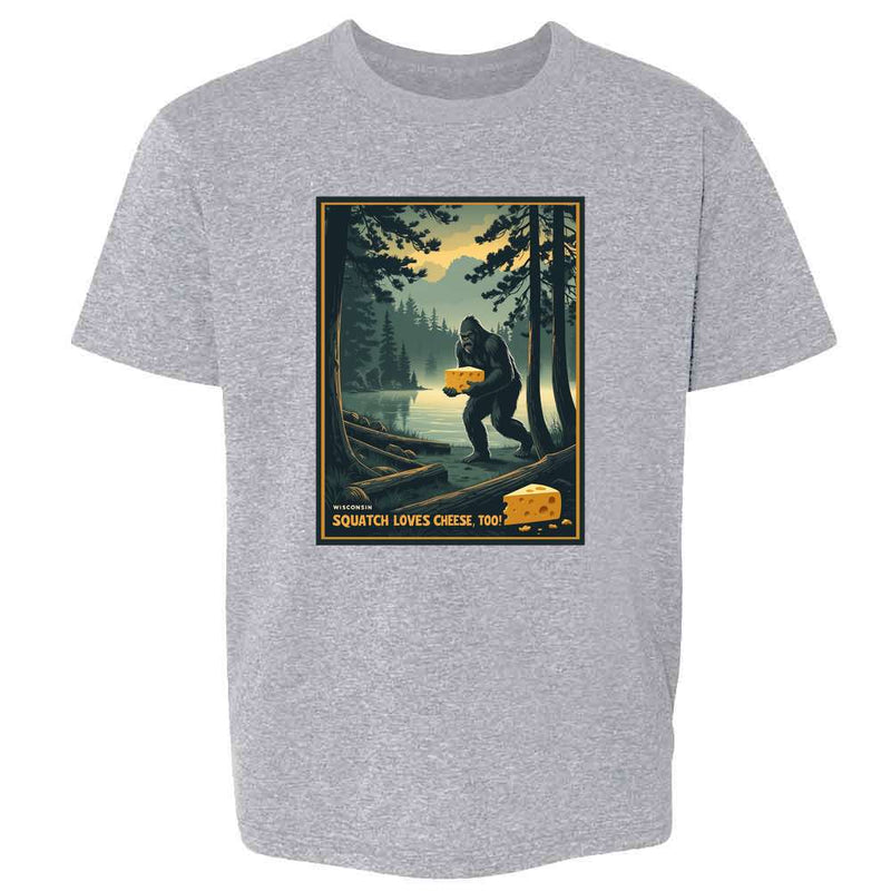 Wisconsin Squatch Loves Cheese Too Sasquatch Kids & Youth Tee
