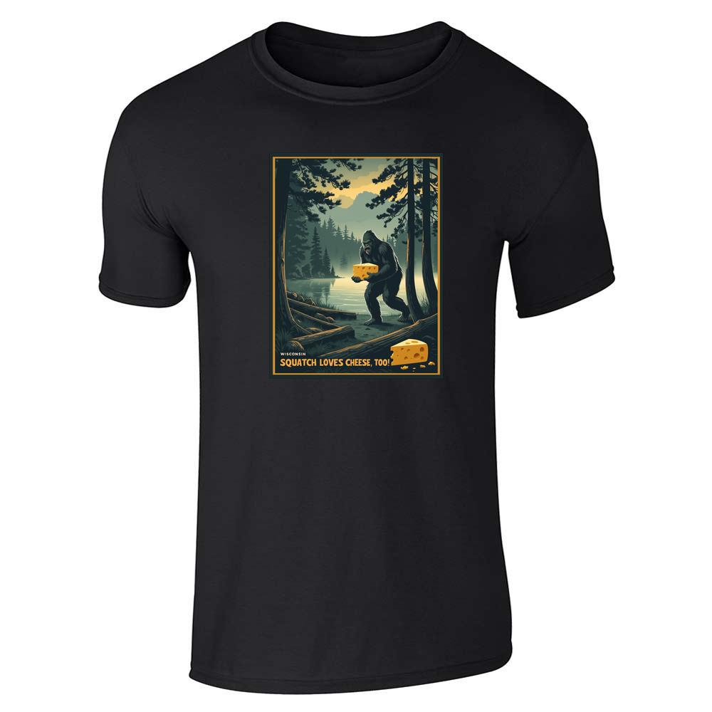 Wisconsin Squatch Loves Cheese Too Sasquatch Unisex Tee