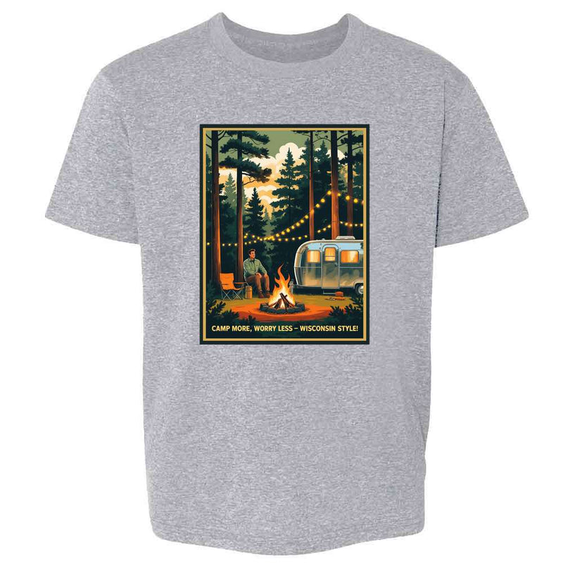 Wisconsin Camp More Worry Less Wisconsin Style Kids & Youth Tee