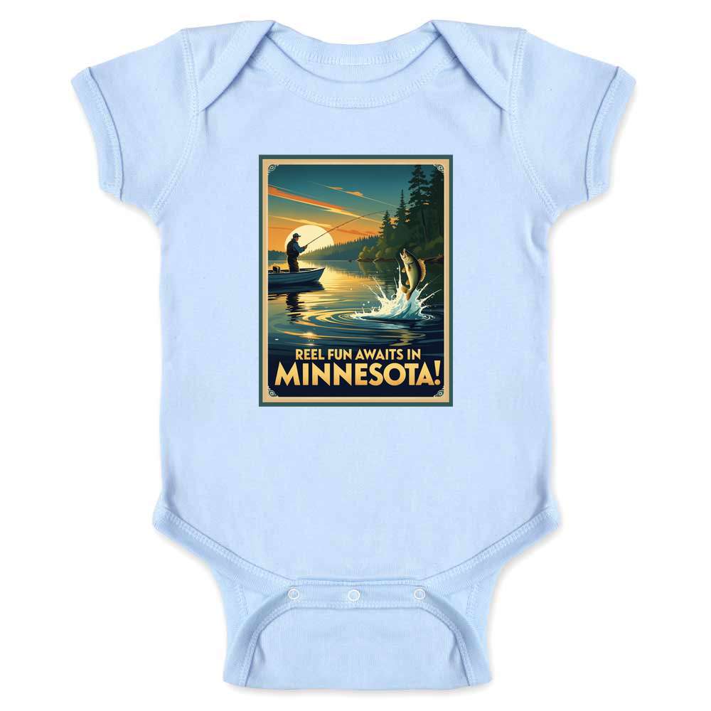 Minnesota Reel Fun Awaits Fishing Baby Bodysuit