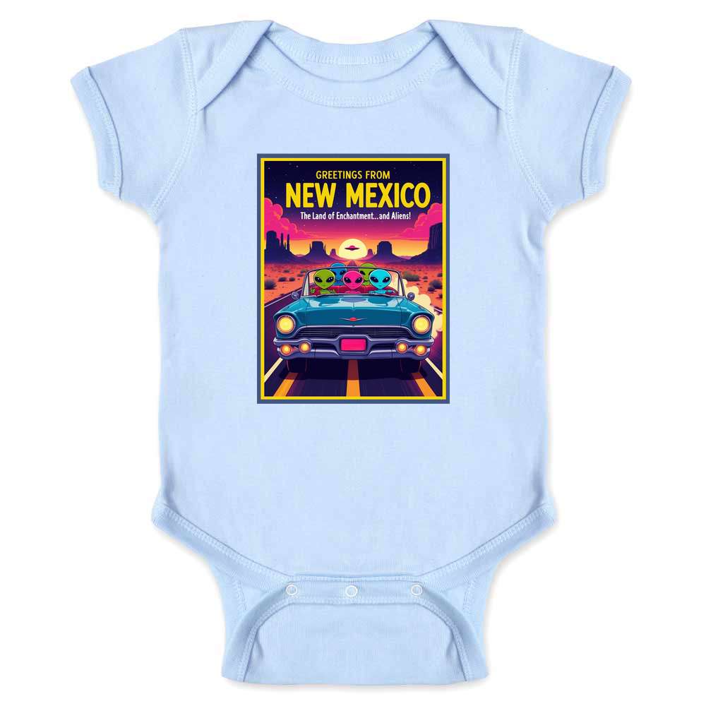 New Mexico UFO Alien Greetings Land Enchantment  Baby Bodysuit
