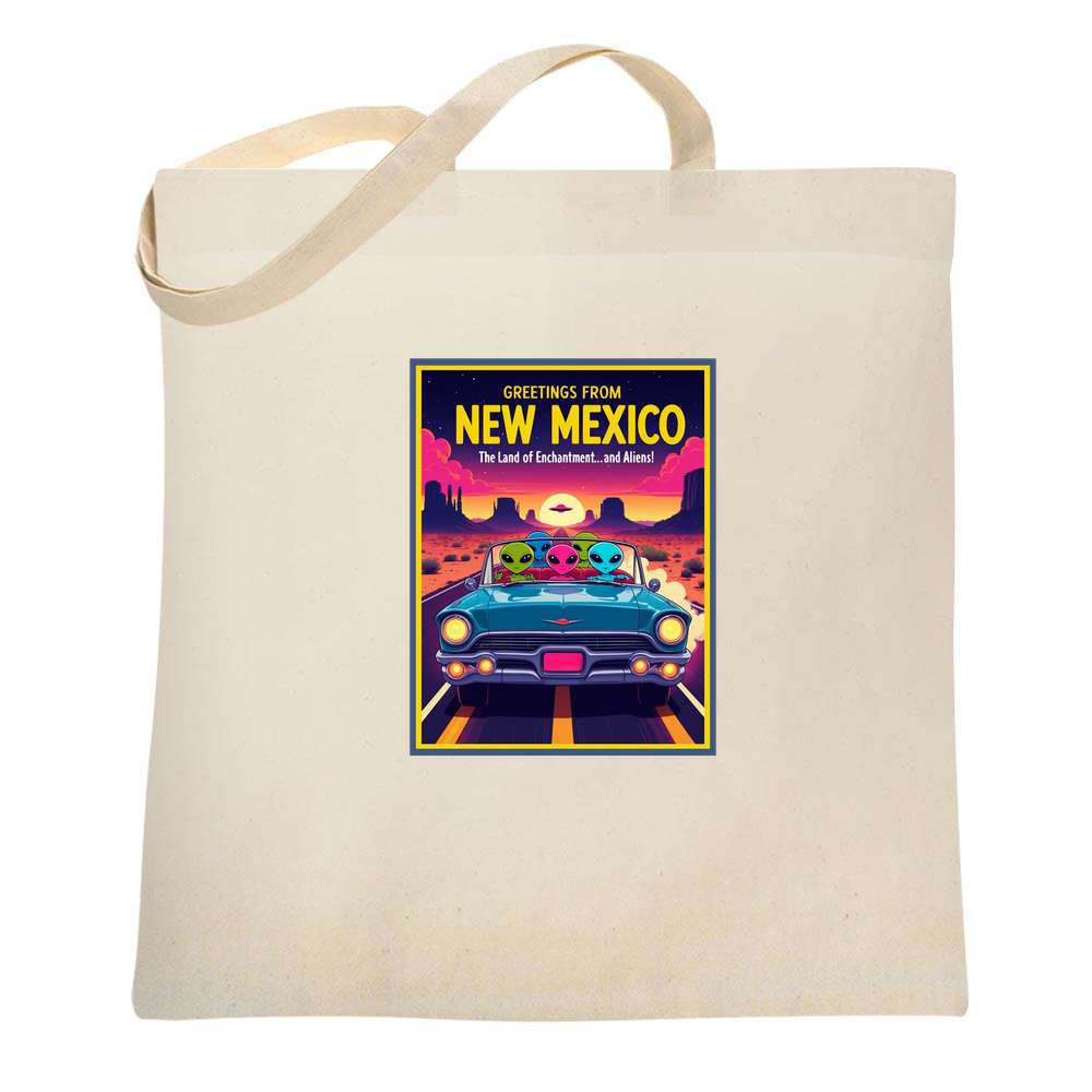 New Mexico UFO Alien Greetings Land Enchantment  Tote Bag