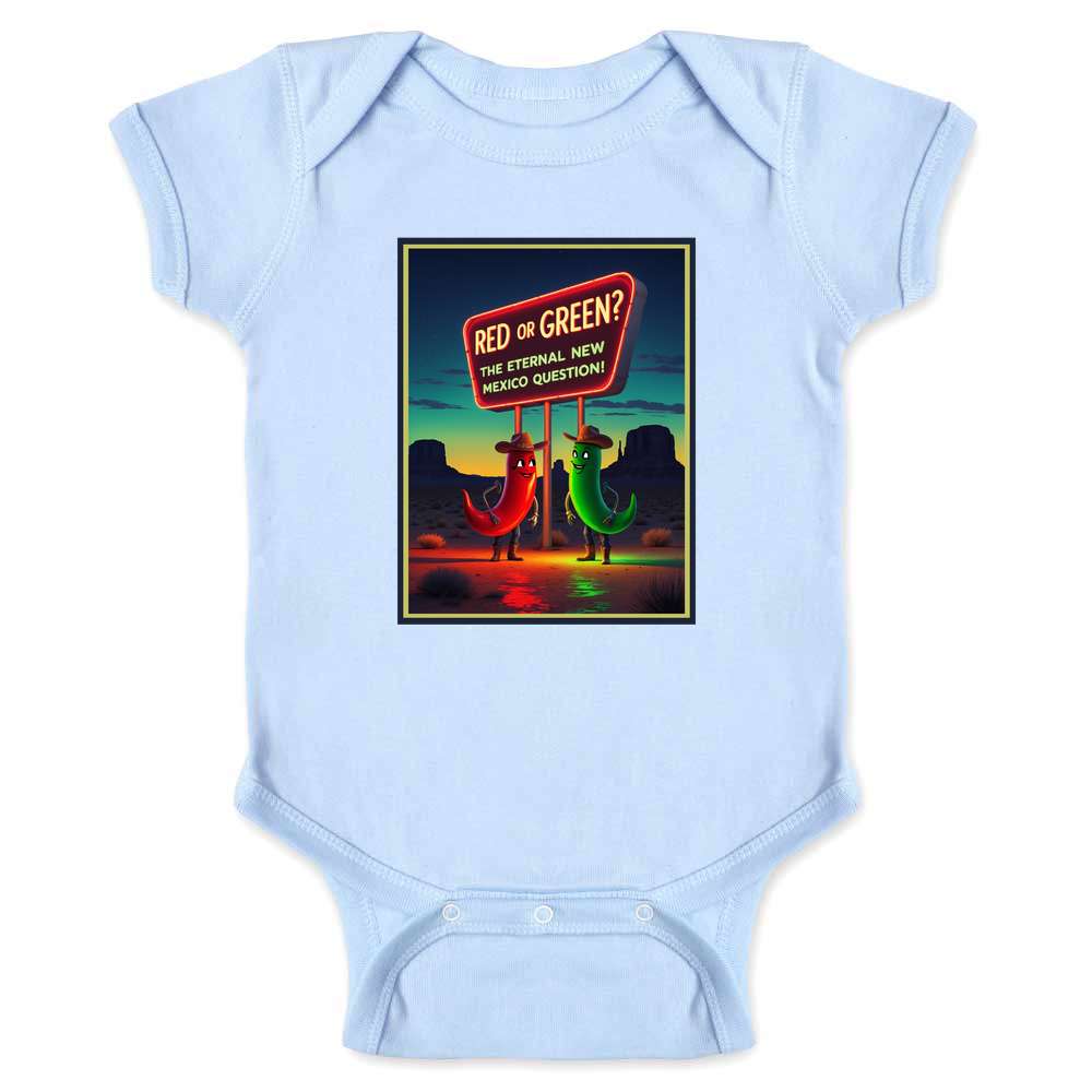 New Mexico Red Or Green Peppers Eternal Question Baby Bodysuit