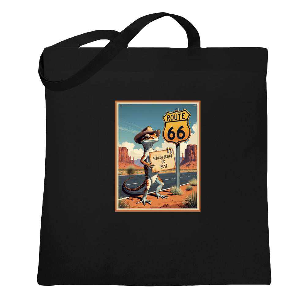 New Mexico Route 66 Albuquerque Bust Cowboy Gecko Tote Bag