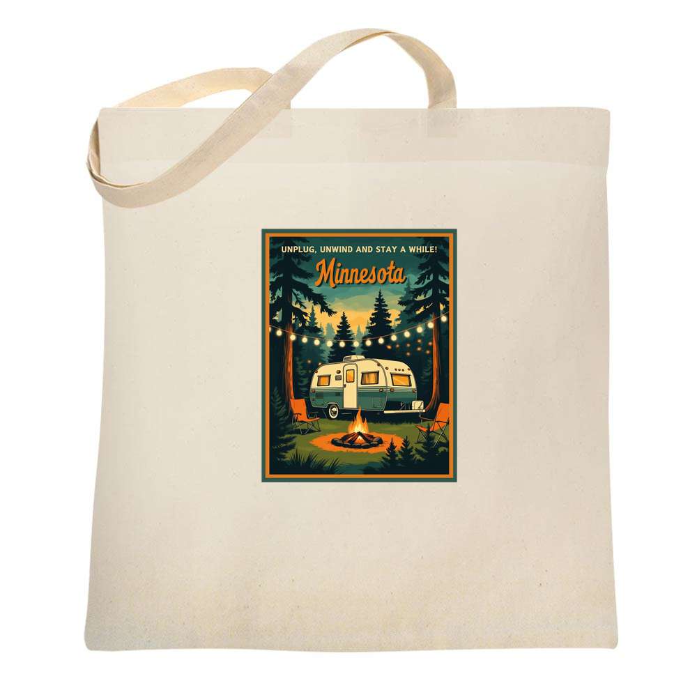 Minnesota Unplug Unwind Stay A While Retro Travel Tote Bag