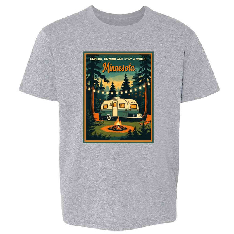 Minnesota Unplug Unwind Stay A While Retro Travel Kids & Youth Tee