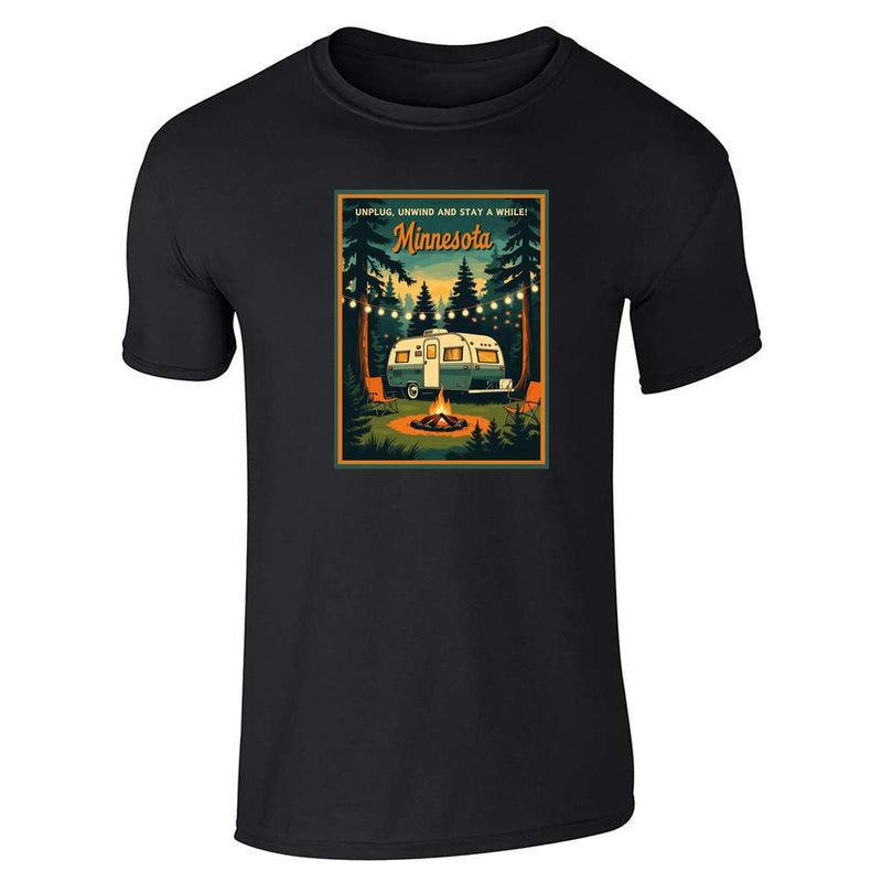 Minnesota Unplug Unwind Stay A While Retro Travel Unisex Tee