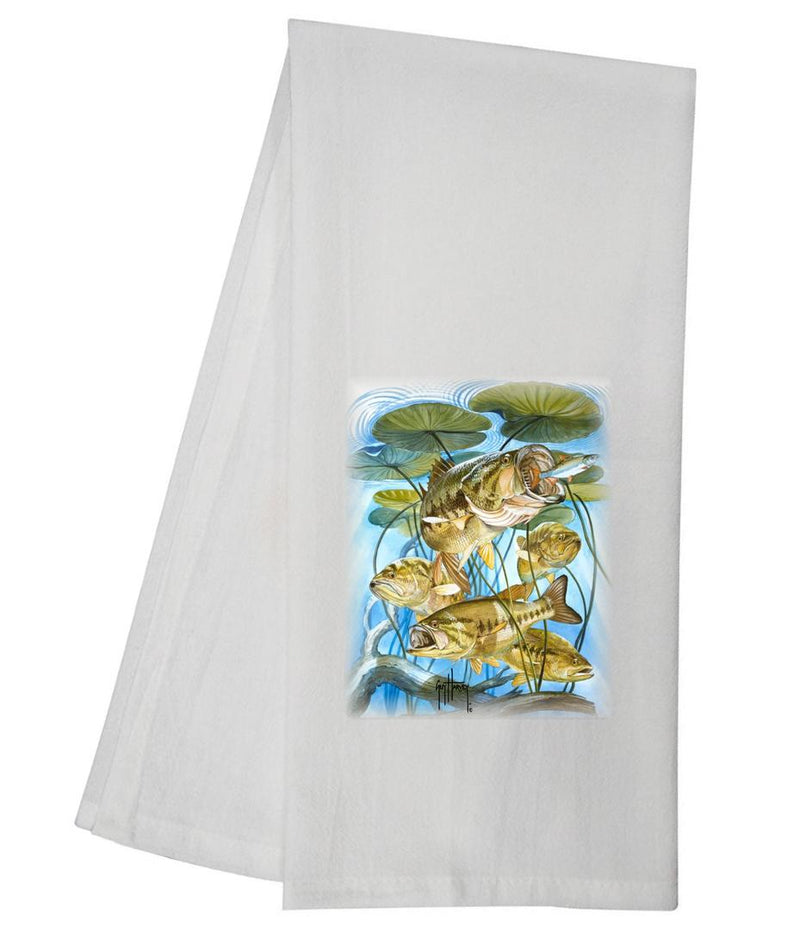 Guy Harvey Largemouth Bass Under Lily Pad Tea Towel GHTT113